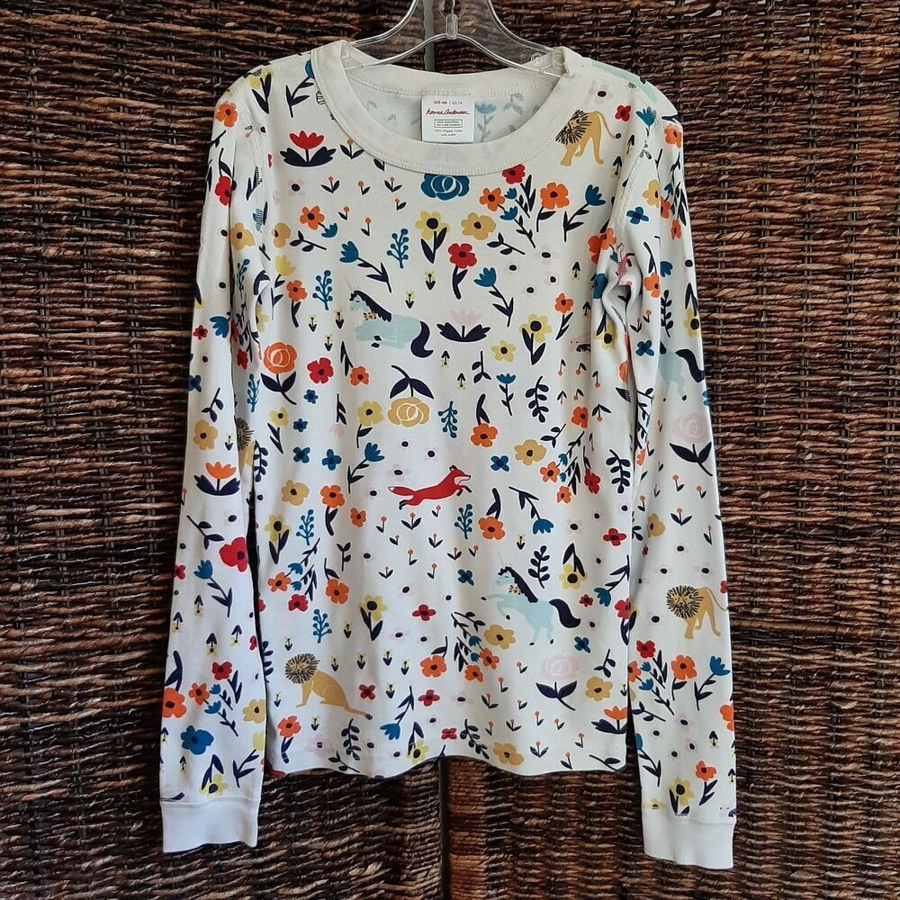 Hanna Andersson 100% Organic Cotton Pajama Shirt Girl's 14 160 Unicorn Owl Fox